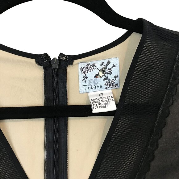 Tabitha XS Black Sheer V-Neck Sleeveless 100% Silk Dress Elegant Anthropologie - Picture 2 of 11
